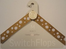Lindsay Phillips Kim Switch Flops White Spots on Mocha Beige Straps Medium