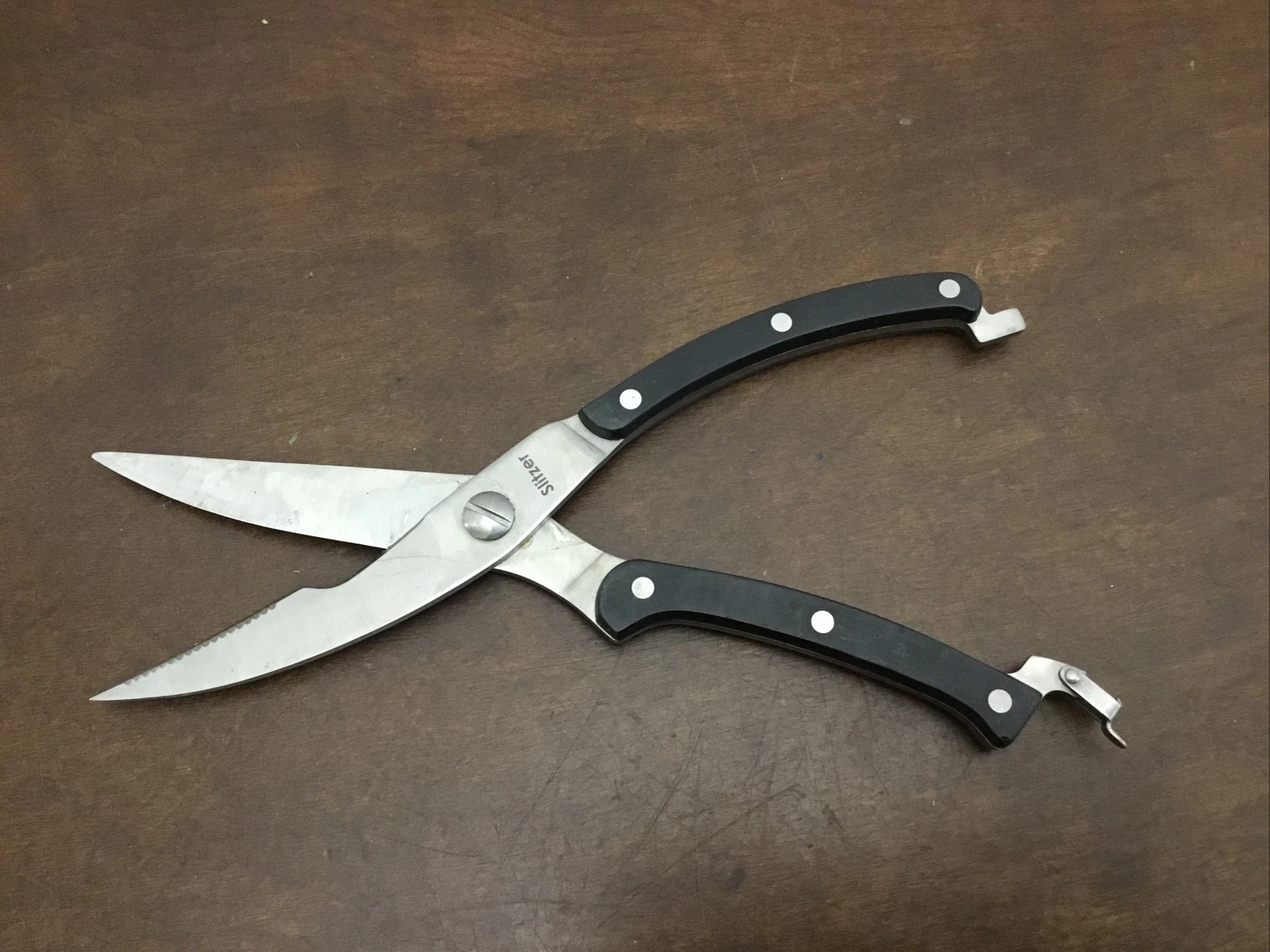 Slitzer Kitchen Poultry Shears Black Handles Spring Loaded Safety Clip