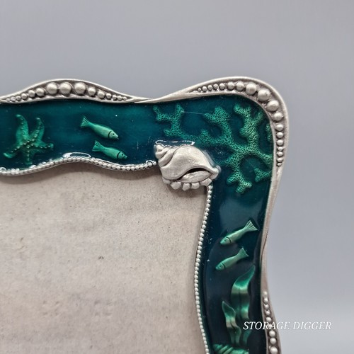 Vintage Sonoma 4"x6" Photo Frame Under The Sea Teal Enameled Metal Ocean Theme - Picture 3 of 10
