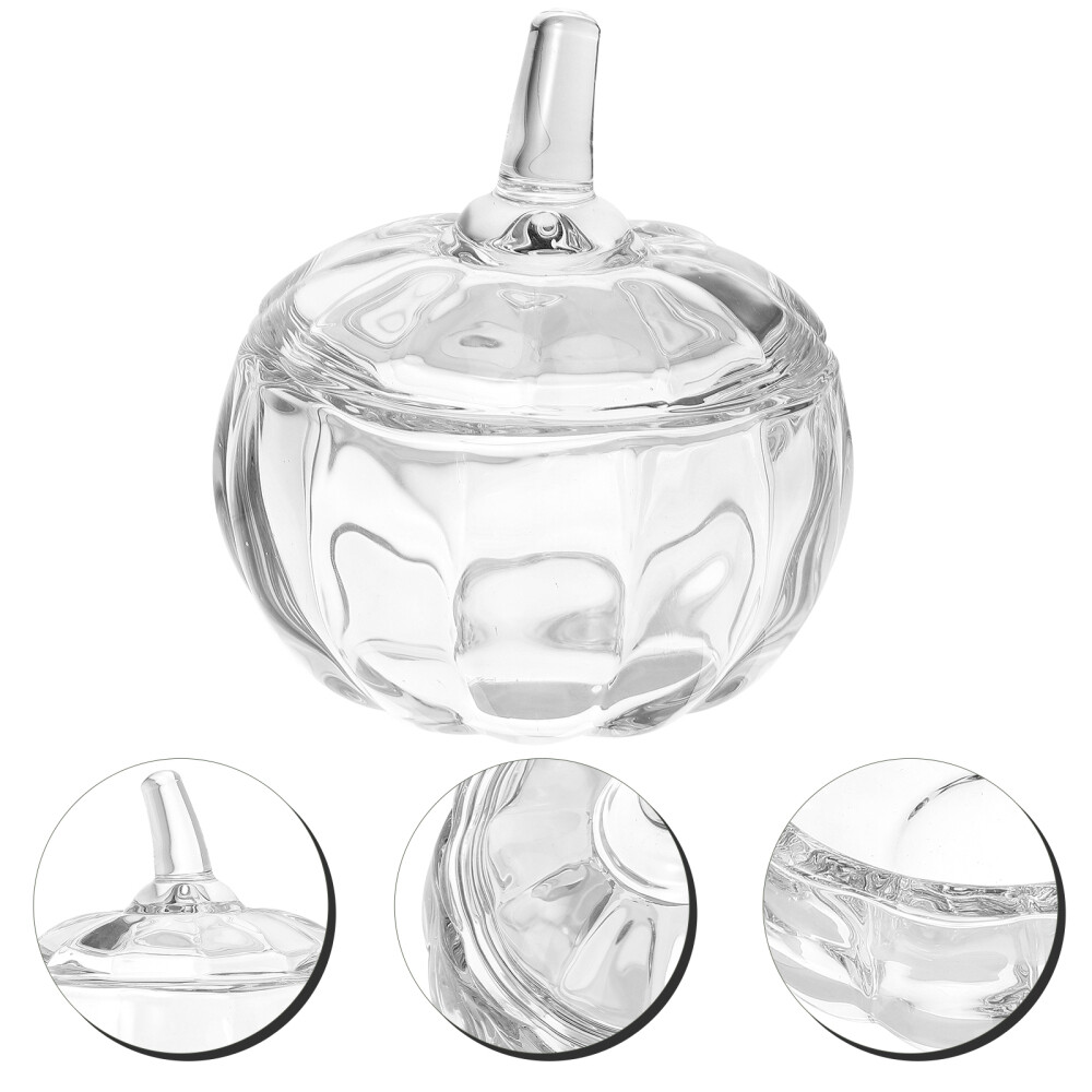 Pumpkin-Shaped Sugar Bowl with Lid for Candy and Snacks Clear Plastic Jar  