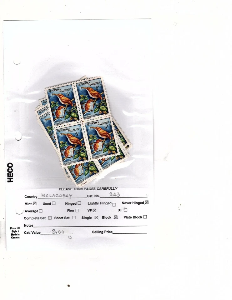 MADAGASCAR (MALAGASY - 340-343 13 blocks of 4 each all mnh and 2 c91 used (mb14 - Image 2 of 4