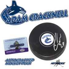 ADAM CRACKNELL Signed VANCOUVER CANUCKS Puck w/COA - 