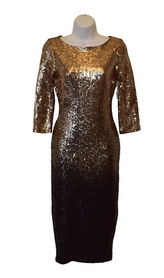 A7 NWT PREMIER AMOUR Rose Gold Sequin 3/4 Sleeve Round Neck Dress Size 4