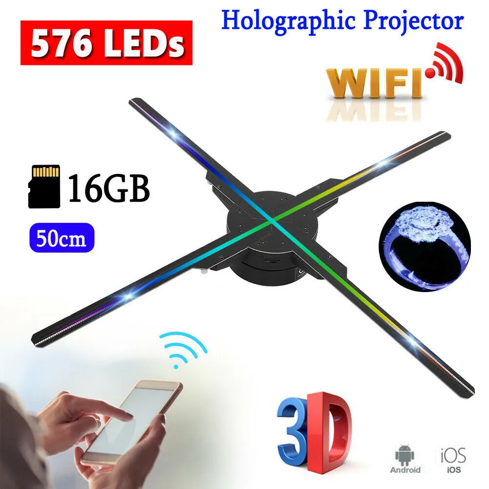 mikrobølgeovn illoyalitet sværd 52CM Wifi 3D Holographic Projector 576 LED Hologram Fan Advertising Player  Hot | eBay