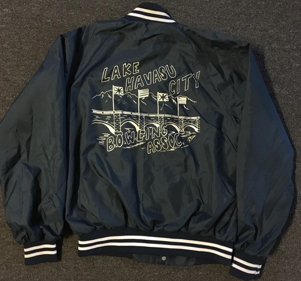 Vtg 80s Lake Havasu Bowling Hall Of Fame Jacket S M USA Pool Hall