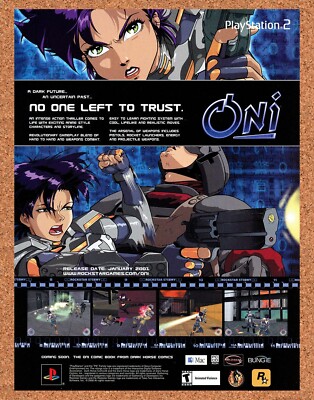 Oni PS2 Game Original 2000 Print Ad Authentic PlayStation Video Game Art Promo