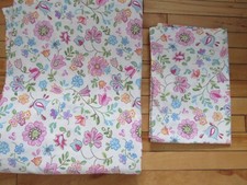 POTTERY BARN KIDS TWIN SIZE FLAT SHEET PILLOWCASE PASTEL FLOWERS PINKS BLUE GR