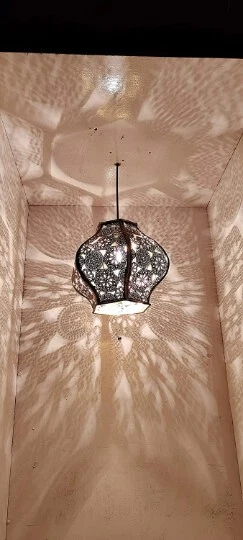 Luminária de teto marroquina moderna turca feita à mão design vintage 20" - Imagem 3 de 3