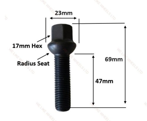 10 x Extended Wheel Radius 47mm Bolts Fits Audi, VW, Seat, Skoda (M14x1.5) BCB10 - Picture 2 of 5