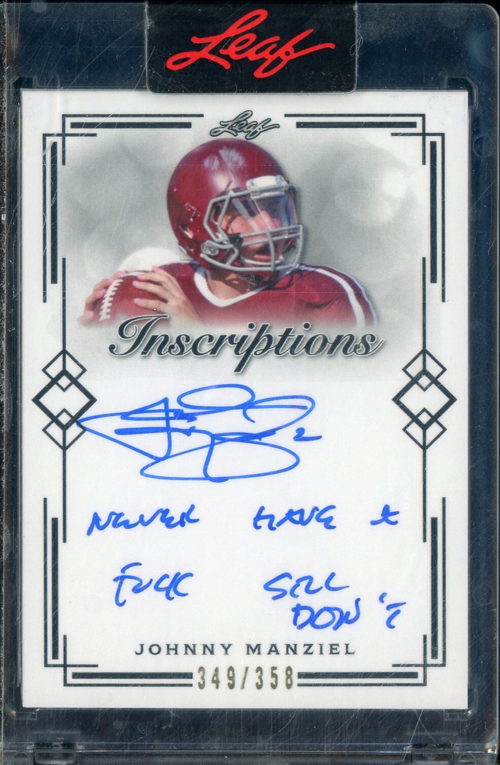 2022 Leaf Inscriptions Johnny Manziel Signed AUTO Inscription 349/358 ...