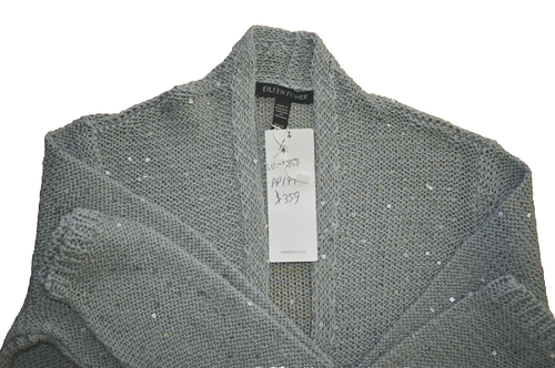 B0 NWT EILEEN FISHER Sequined Organic Cotton Open Front Petite Cardigan Size PP - Picture 4 of 5