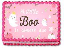 A Little Boo Is Almost Due Edible Image Personalized Baby Shower Cake Topper -4