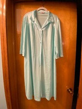 Vintage Vanity Fair Mint Duster Robe with Floral Appliques-Medium