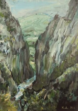 Contemporary expressionist oil painting landscape signed