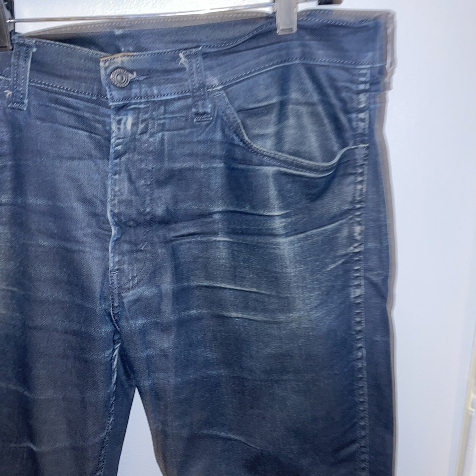 Levis Jeans Mens 36 X 30 Blue 511 Slim Fit Wax Coated Dark Wash Denim