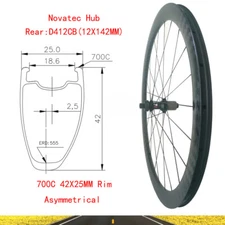 700C 42X25mm Carbon Rear Wheel for Road Bike with Novatec D412CB XD XDR Hub 24H