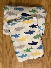 Lightning Bug Kids Twin Sheet Set Colorful Sharks Flat / Fitted Sheet