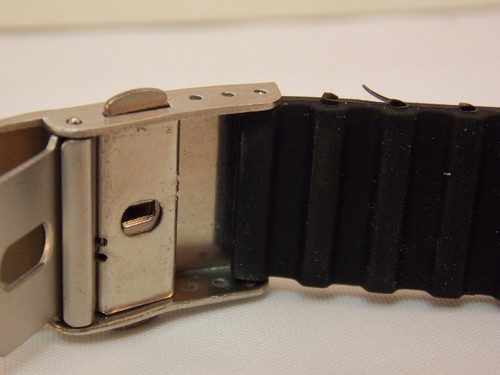 Sportband 20 mm schwarz Silikon Gummi. Einsatz Druckknopf Schnalle mit Federstangen - Bild 6 von 10