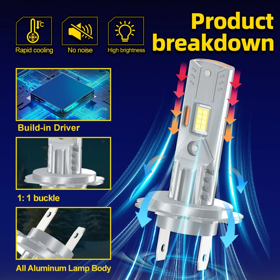 Faros LED H7 6000K para Kawasaki Ninja 650R 2006-2011 650 2012-2019 -2X Foto 2 de 4