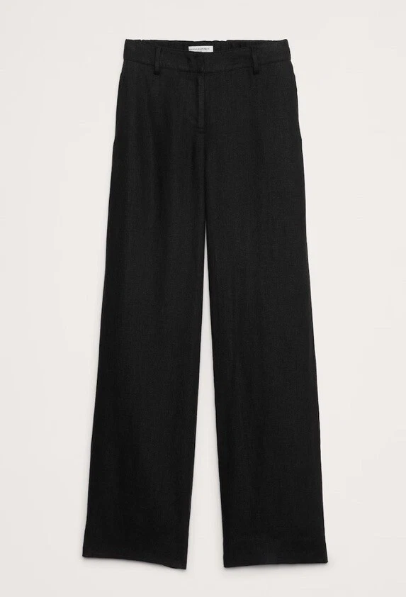Nuevo Pantalón Banana Republic The Everyday Lino Pierna Ancha Negro Talla XL Foto 4 de 4