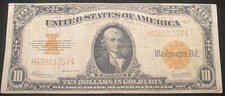 1922 Ten Dollar Gold Certificate Large Size Note $10 Bill, CIRCULATED. FREE SHIP