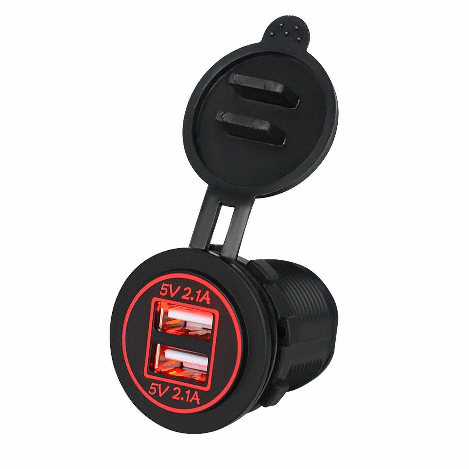 12V Car Lighter Socket Dual 2.1A USB Port Charger Power Outlet LED