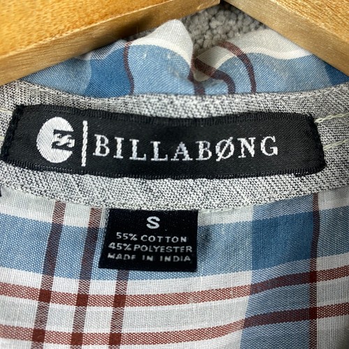 Billabong Shirt Men's Small Blue Plaid Cotton Button Up Short Sleeve Casual - Picture 4 of 8