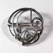 Ortak by Malcolm Grey Solid Sterling Silver Mackintosh Style Brooch 925 Orkney
