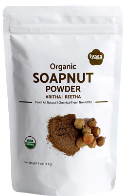 Soapnut Powder, Certified Organic Aritha | Reetha, Natural Shampoo, 4,8,16 oz 