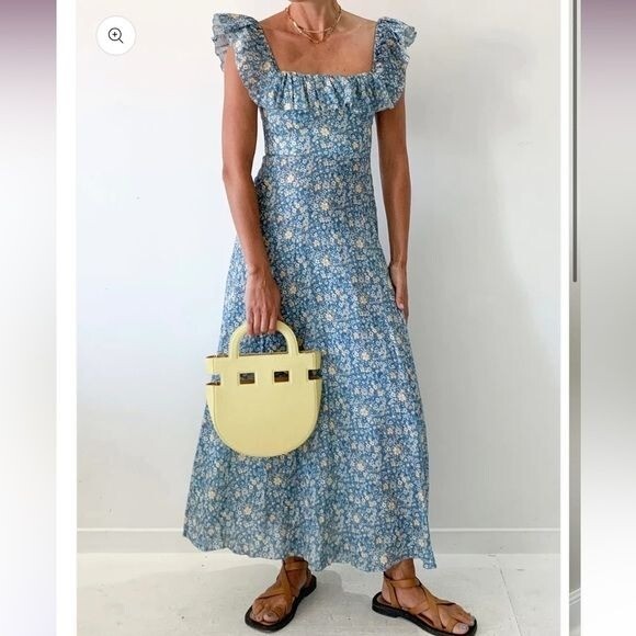 Zimmermann / Carnaby floral linen ruffle Dress in Indigo Zimmermann / Carnaby floral linen ruffle Dress in Indigo