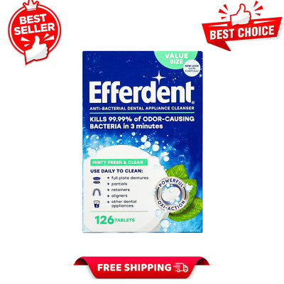 Efferdent Retainer And Denture Cleaner Tablets, Minty Fresh & Clean, 252 Tablets
