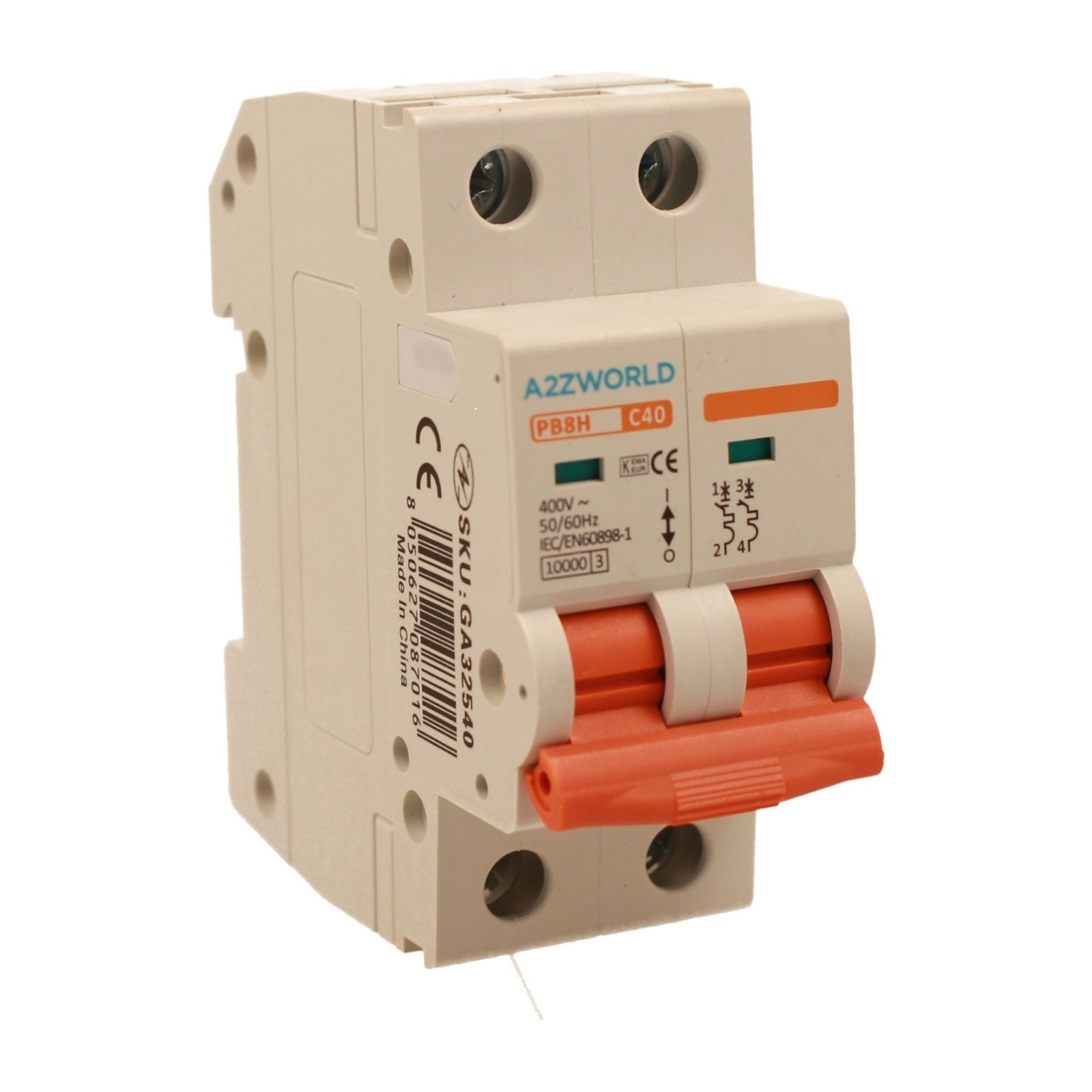 MCB Interruttore Magnetotermico Automatico Curva C 2P 2M 10000A C40A AC 400V IP2