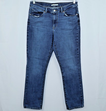 The Levi  s Women  s Classic Straight Jeans Size 12 Mid Dark Wash Stretch Mid Rise