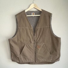 Carhartt Men's 2XL Brown Work Vest Sherpa Lined Construction Apparel
