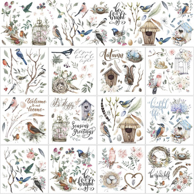 12 Sheets Rub on Transfers for Crafts and Furniture Rub on Transfer Stickers Dec
