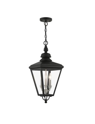 Livex Adams 3 Lt Outdoor Pendant Lantern Black/Nickel - 27377-04 NEW