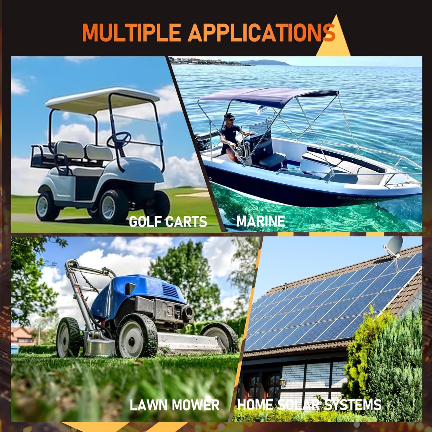 36V 105Ah Lithium Golf Cart Battery, Bluetooth 200A BMS, 25A Charger&LCD Monitor
