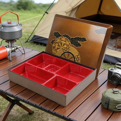 Japanische Bento Box mit Deckel, Serviertablett für Snacks, traditionelle Bento Box für