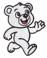 Happy Bear Patch 3.2"x4" Embroidered Iron On Sew On Applique Emblem for Jackets