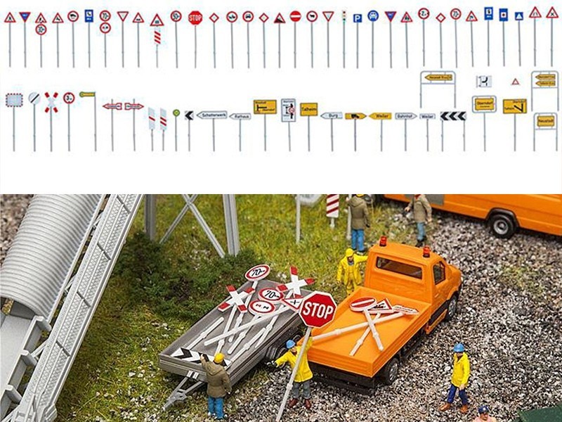 Set de panneaux routiers Faller 180534 HO 1/87 en plastique pour maquette