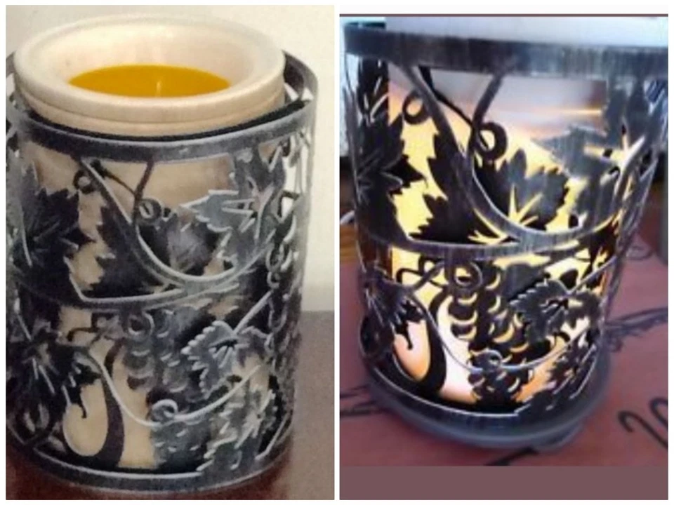 Lote 2 capas de velas perfumadas de metal aposentado videira toscana e pássaro folclórico  - Imagem 2 de 4