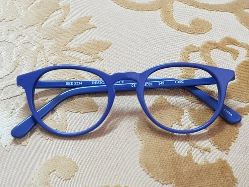 SEE 5324 Eyewear Design France Eyeglasses Keyhole Bridge Steel Blue Round Frame