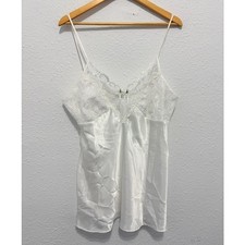 Vintage White Lace Camisole Satin Coquette Bridal Fairy Rosette Babydoll 90s