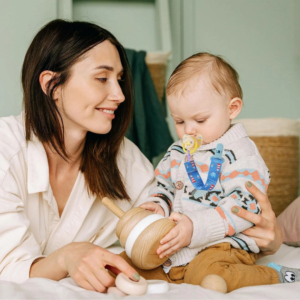 12 Pack Pacifier Clips with Strap 25.5Cm - Premium Polyester Baby Pacifier Holde - Image 2 of 4