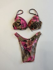 Vintage Endless Sun Sz S 90s Y2K Tropical Floral High Cut Swimsuit