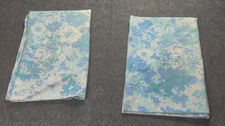 Vtg Lady Pepperell Misty Flower Pillow Cases 2 Percale Blue Floral Mod USA 1972
