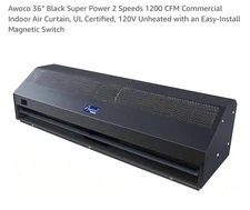 Awoco 36” Super Power 2 Speeds Commercial Indoor Air Curtain 1200 CFM Mag Switch