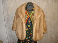 Vtg Beautiful Natural Blonde Custom Made Mink Fur Stole Cape Shawl Wrap Large