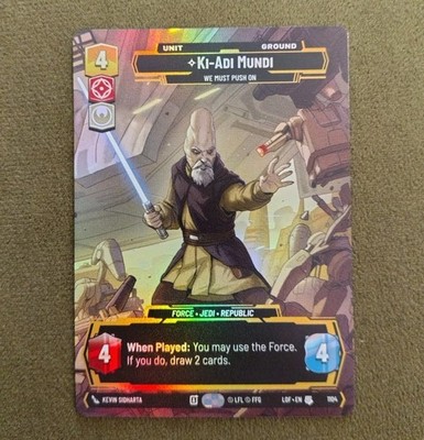 Star Wars Unlimited Ki-Adi Mundi We Must Push On LOF 1104 Prestige Foil SWU