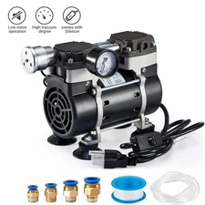 Lab Vacuum Pump Oilless Vacuum Pump 180W 50L/Min w/ Pressure Gauge,Silencer New